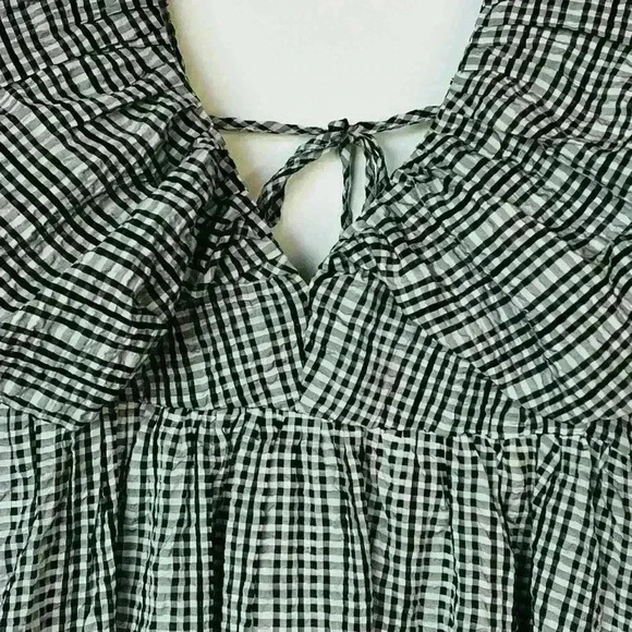 New! Moon River Gingham Flutter Sleeve Babydoll Dress - Picture 6 of 10